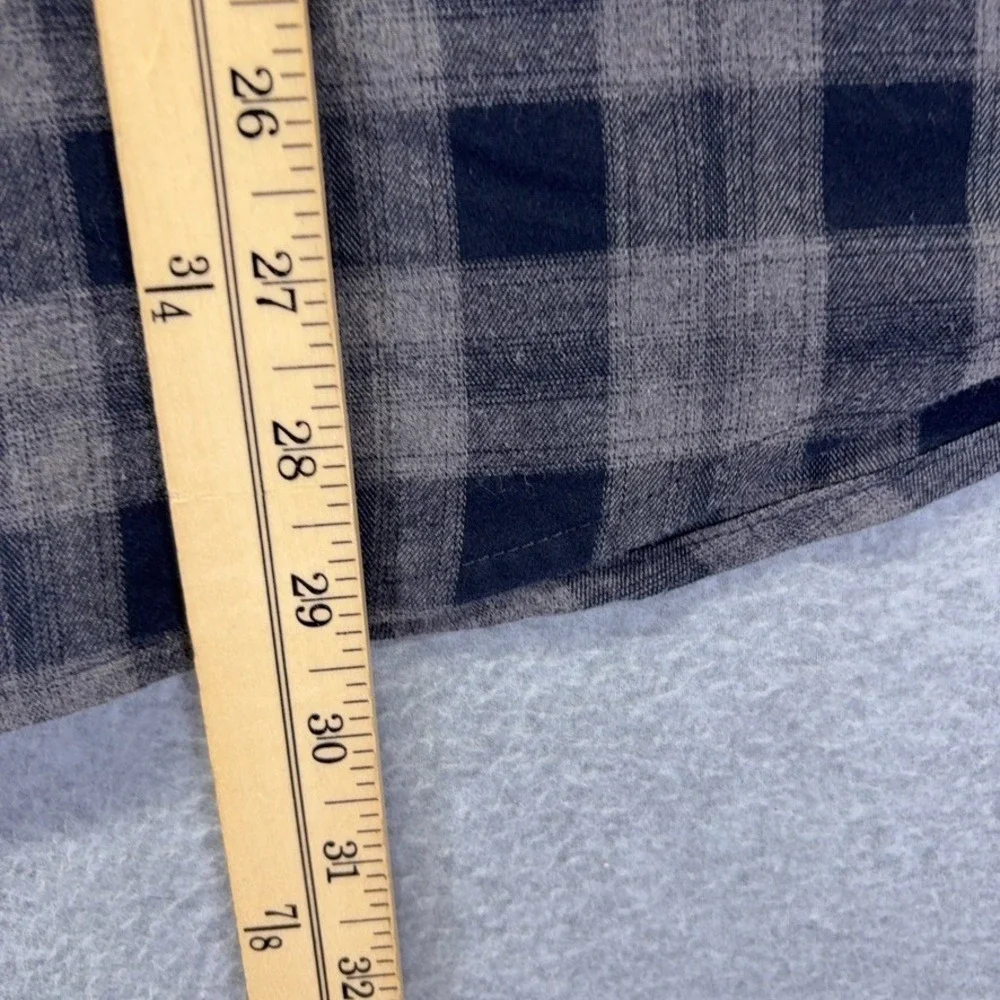 Banana Republic Shirt Mens Large Gray Plaid Button Down Flannel Untucked Fit‎